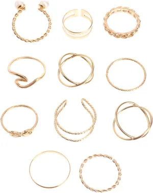 10Pcs Adjustable Pearl Rings for Women Open Design Knuckle Rings Elegant Finger Jewelry for Parties and Daily Wear
