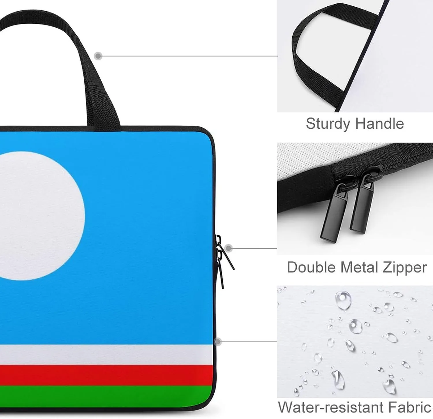 15-15.6 Inch Buryatia Flag Laptop Bag, Slim Neoprene Sleeve for Notebook & Tablet