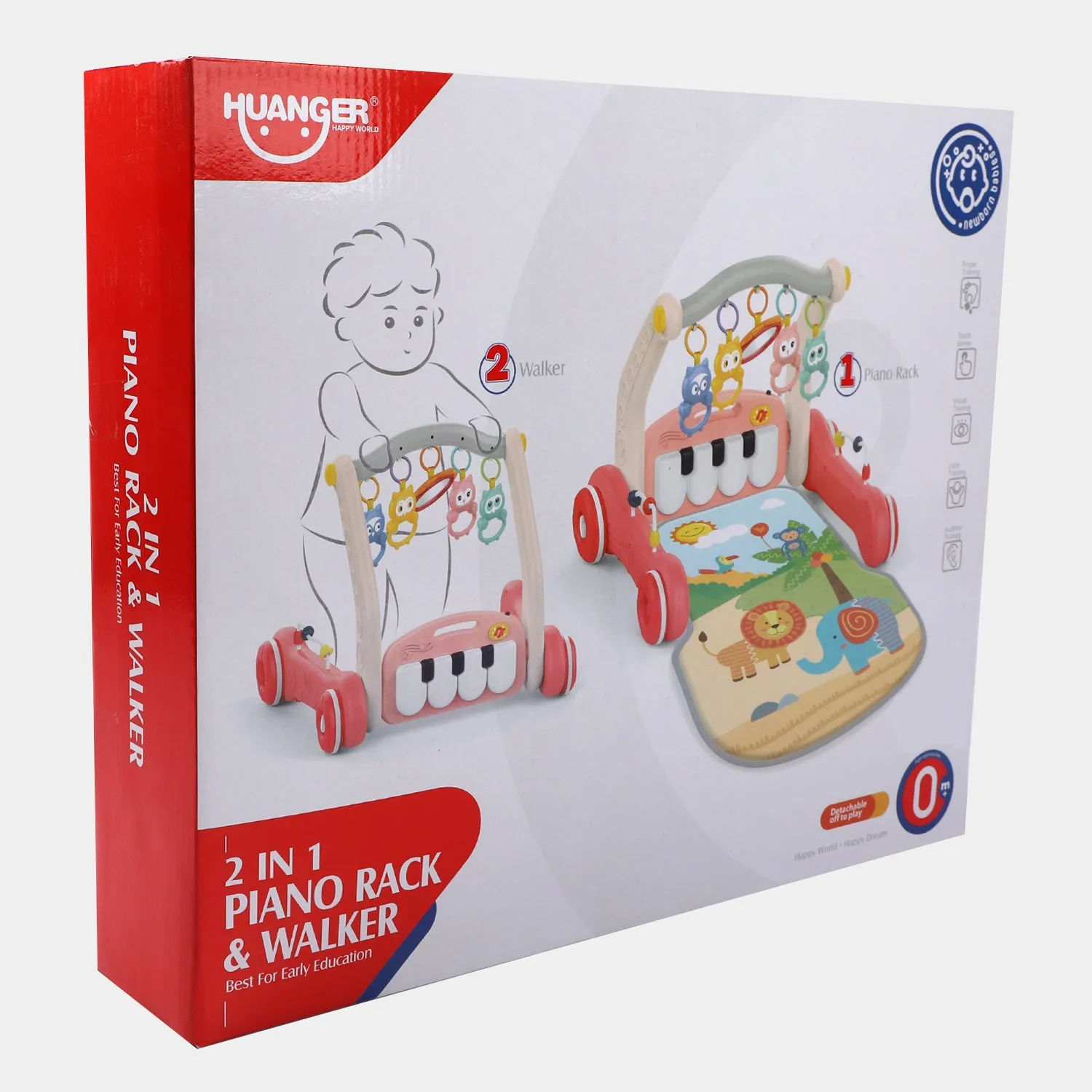 2-in-1 Interactive Piano Rack & Walker with Lights & Music for Infant Development