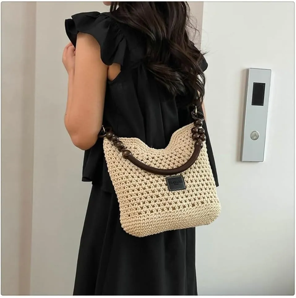2025 Bohemia Beach Bag for Women Macrame Shoulder Tote Bag Crossbody Purse Travel Beach Bag Summer Top-handle Hobo Bags