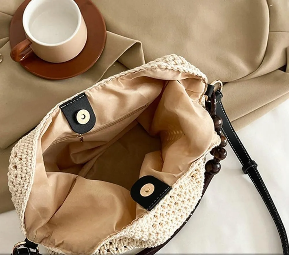 2025 Bohemia Beach Bag for Women Macrame Shoulder Tote Bag Crossbody Purse Travel Beach Bag Summer Top-handle Hobo Bags