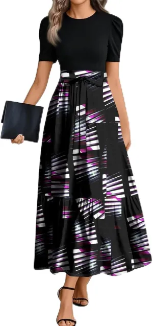 2025 Spring Dresses for Women, Beach Boho Maxi Womens Jumpsuit Print Bow High Waisted Rompers for Women