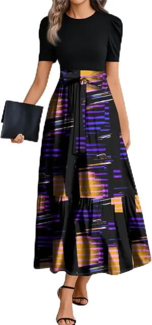 2025 Spring Dresses for Women, Beach Boho Maxi Womens Jumpsuit Print Bow High Waisted Rompers for Women