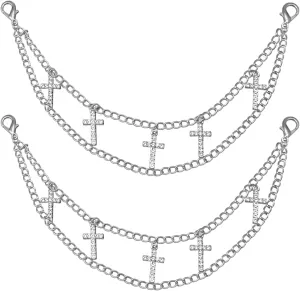 2PC Purse Charms for Handbags Punk Shoe Chain Star Cross Bag Charm Chain for Women Pocket Chain Wallet on Chain Pants Chain Halloween Accessorie Jewelry
