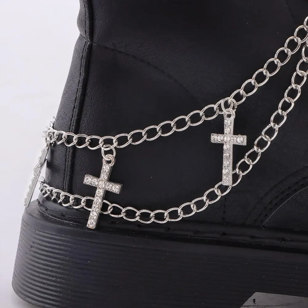 2PC Purse Charms for Handbags Punk Shoe Chain Star Cross Bag Charm Chain for Women Pocket Chain Wallet on Chain Pants Chain Halloween Accessorie Jewelry