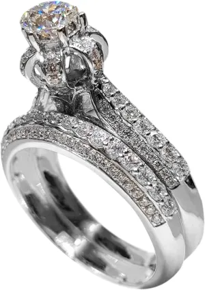 2pcs Cubic Zirconia Rings Set Simulated Diamond Wedding Band Exquisite Engagement Ring Proposal Ring for Women
