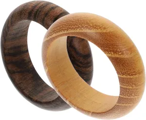 2Pcs Wooden Finger Rings Vintage Craft Knuckle Rings for Women Stylish Decorative Finger Jewelry Chic Minimalist Design Tigerwood and Sandalwood