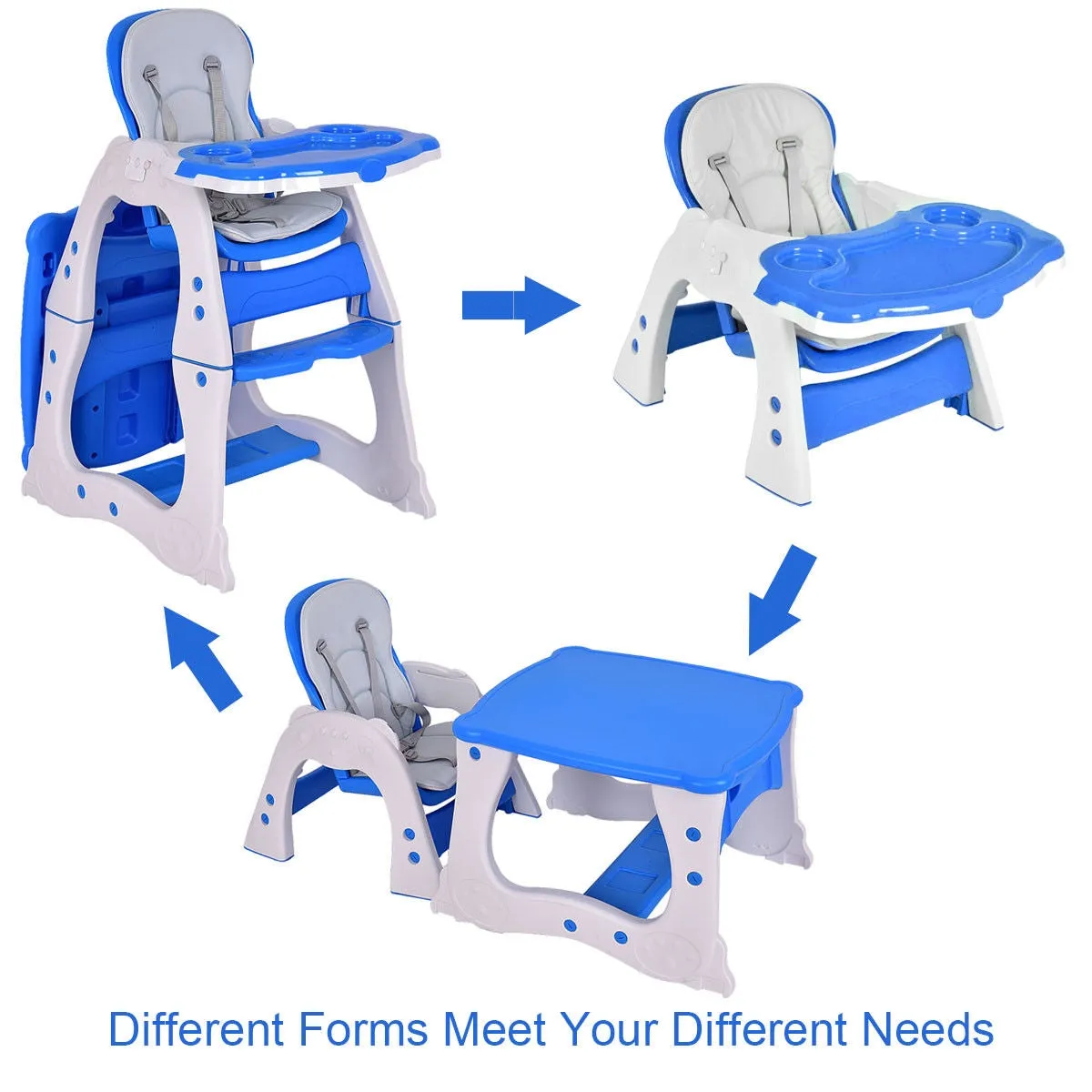 3 in 1 Convertible Play Table Seat Baby High Chair - Blue