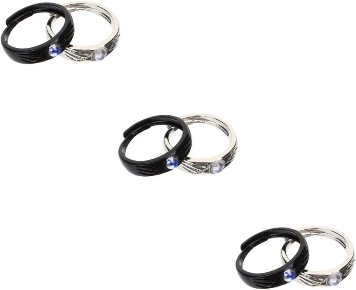 3 Pairs Angel Devil Matching Rings Set Gothic Couples Promise Rings for Girlfriend