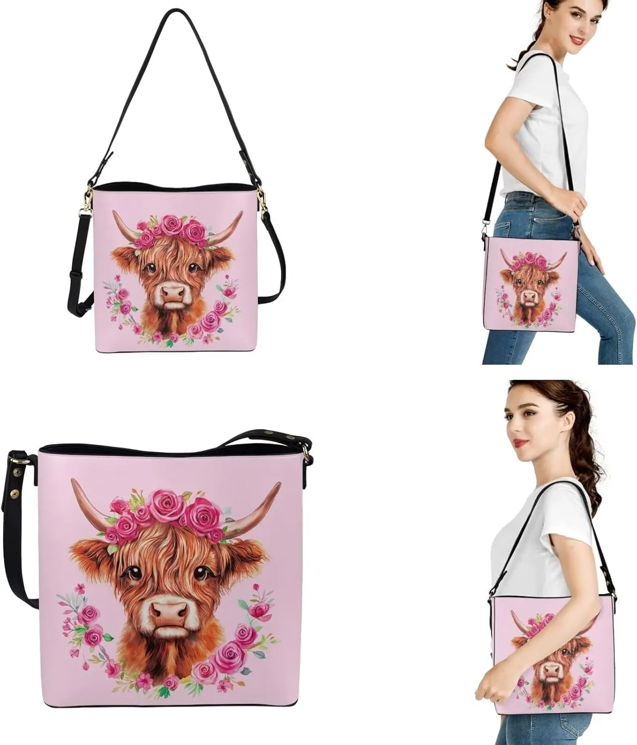3 Piece Purse Set for Women Cute Shoulder Bags Handbags and Wallets Valentine's Day Tote Leather Hobo Bag