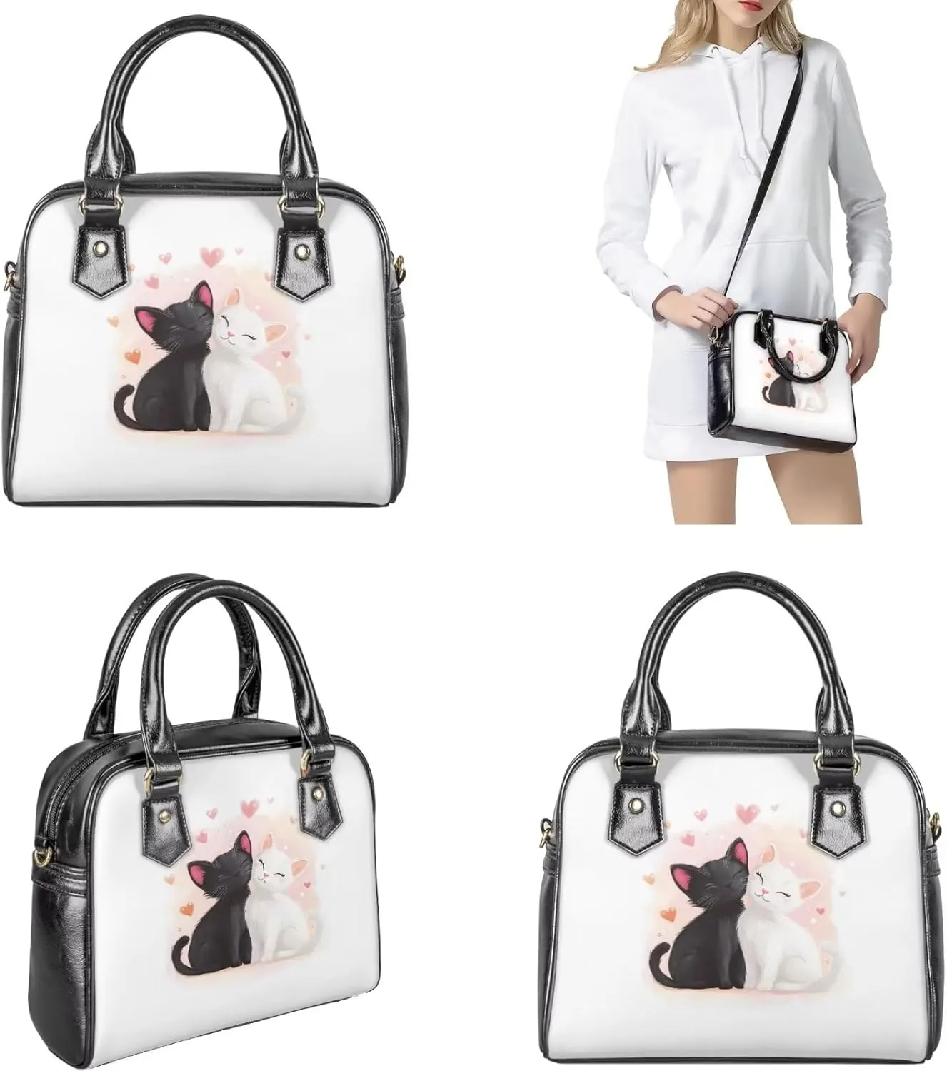 3 Piece Purse Set for Women Cute Shoulder Bags Handbags and Wallets Valentine's Day Tote Leather Hobo Bag