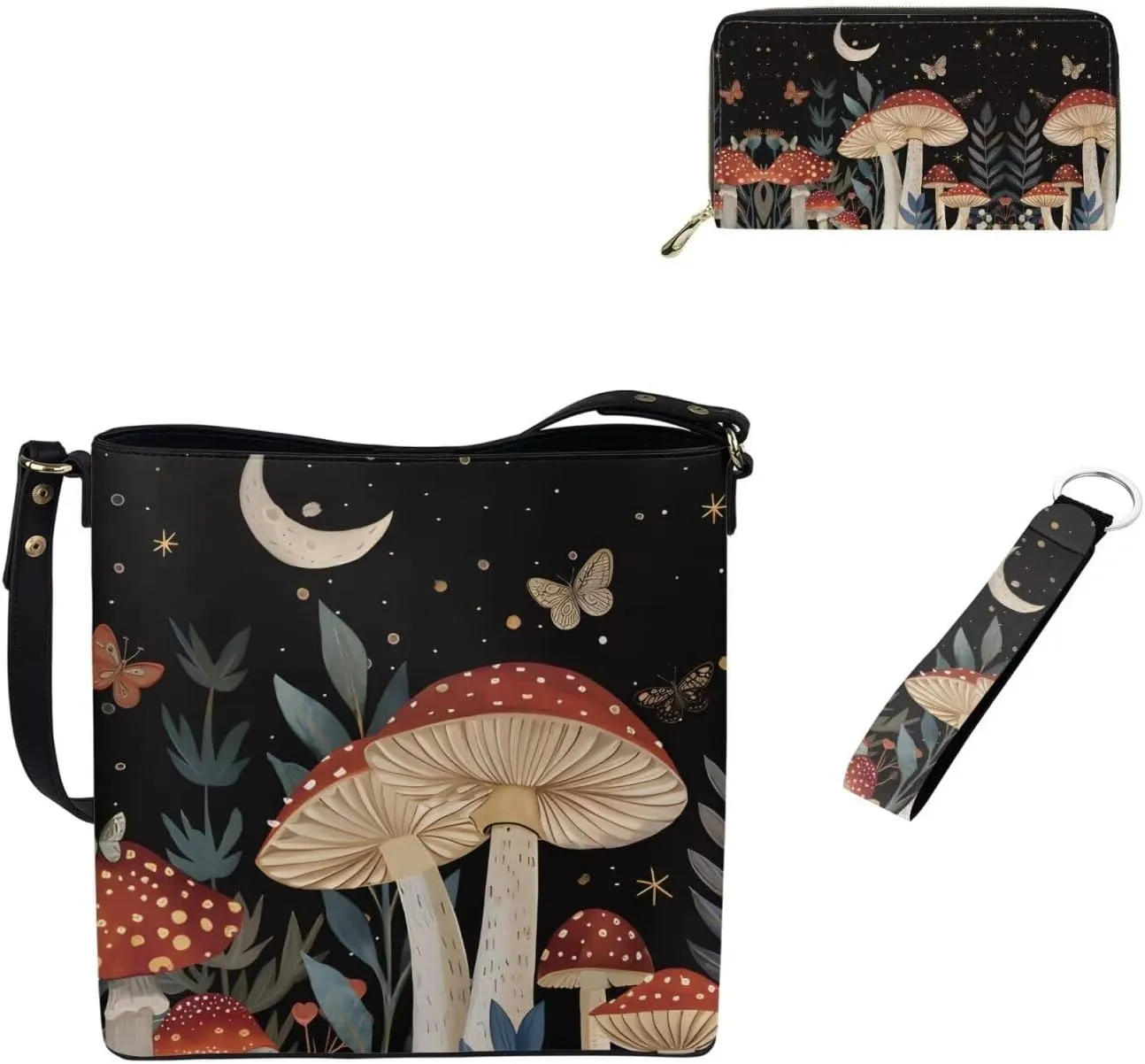 3pcs Tote Handbags Wallet and Keychain for Women Daliy Use