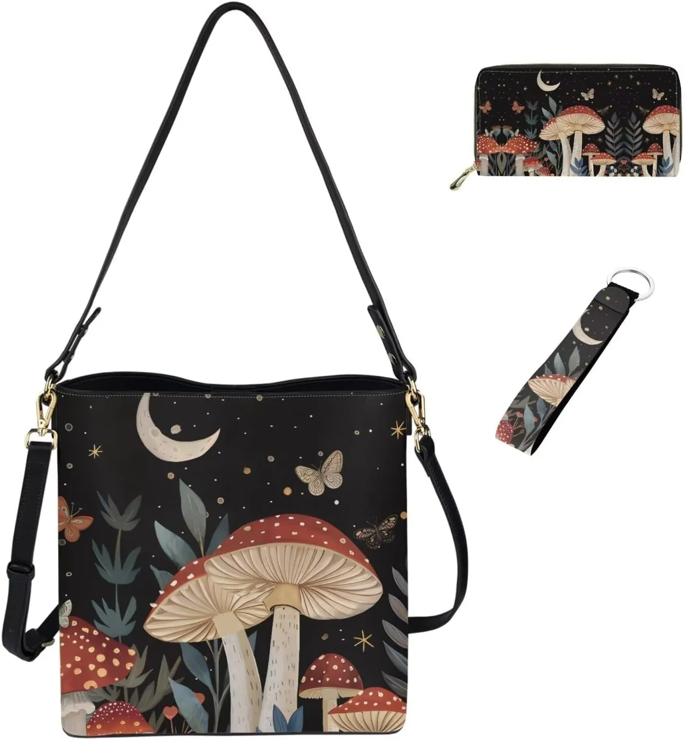 3pcs Tote Handbags Wallet and Keychain for Women Daliy Use