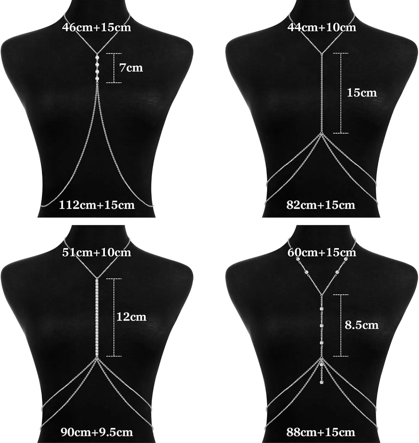 4PCS Sexy Body Chains for Women Thin Crossover Rhinestone Body Chain Necklace Jewelry Summer Bikini Beach Crystal Body Chains