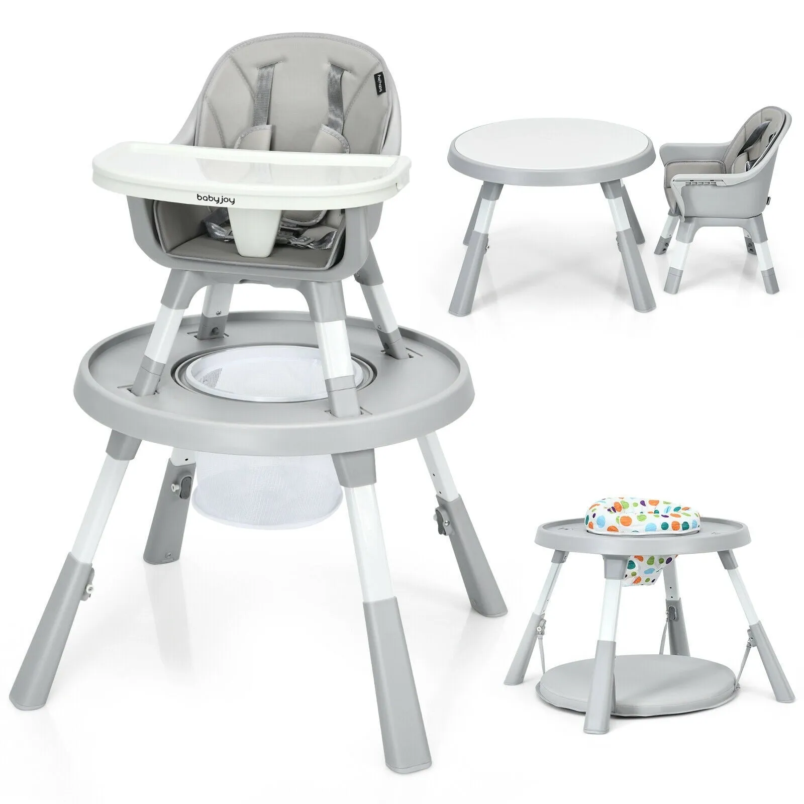 6-in-1 Baby High Chair & Infant Activity Center with Height Adjustment