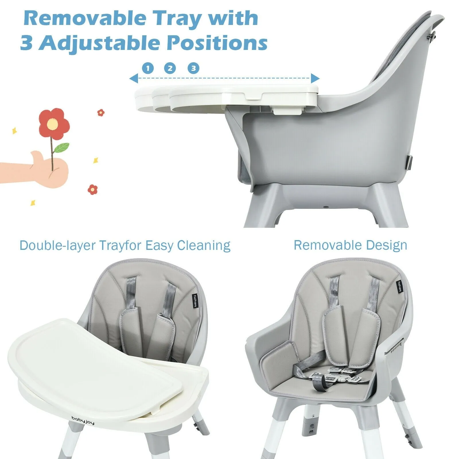 6-in-1 Baby High Chair & Infant Activity Center with Height Adjustment