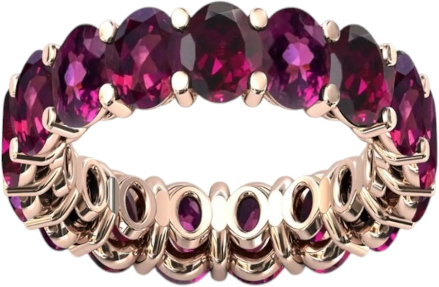 925 Sterling Silver Raspberry Rhodolite Garnet Eternity Band For Women Gold Fill Infinity Band Vintage Garnet Wedding Band