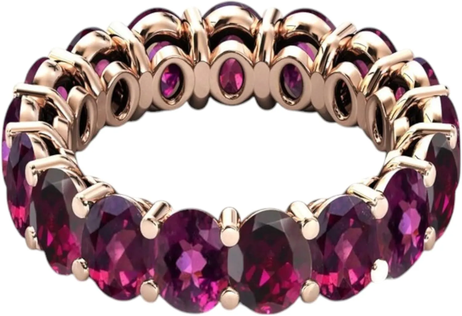 925 Sterling Silver Raspberry Rhodolite Garnet Eternity Band For Women Gold Fill Infinity Band Vintage Garnet Wedding Band