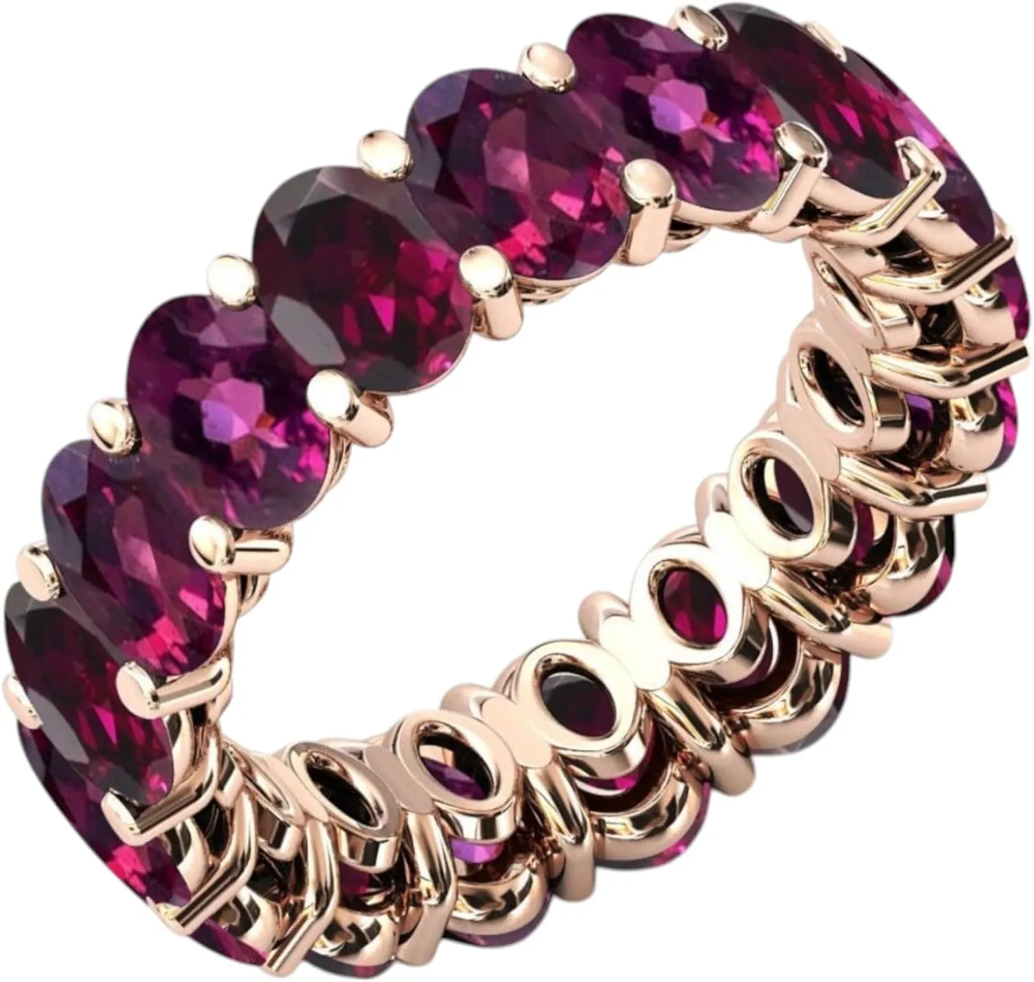 925 Sterling Silver Raspberry Rhodolite Garnet Eternity Band For Women Gold Fill Infinity Band Vintage Garnet Wedding Band
