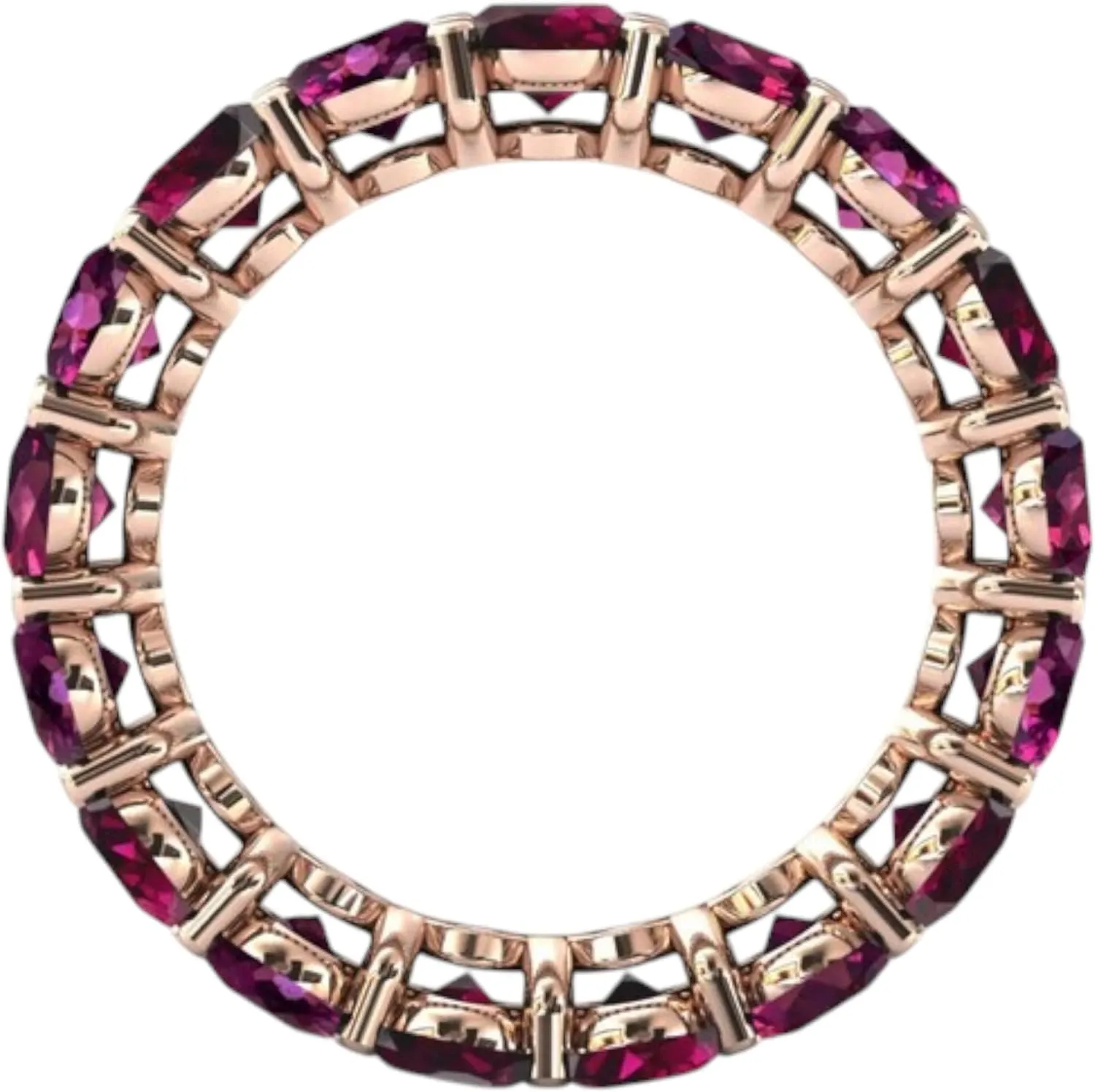 925 Sterling Silver Raspberry Rhodolite Garnet Eternity Band For Women Gold Fill Infinity Band Vintage Garnet Wedding Band