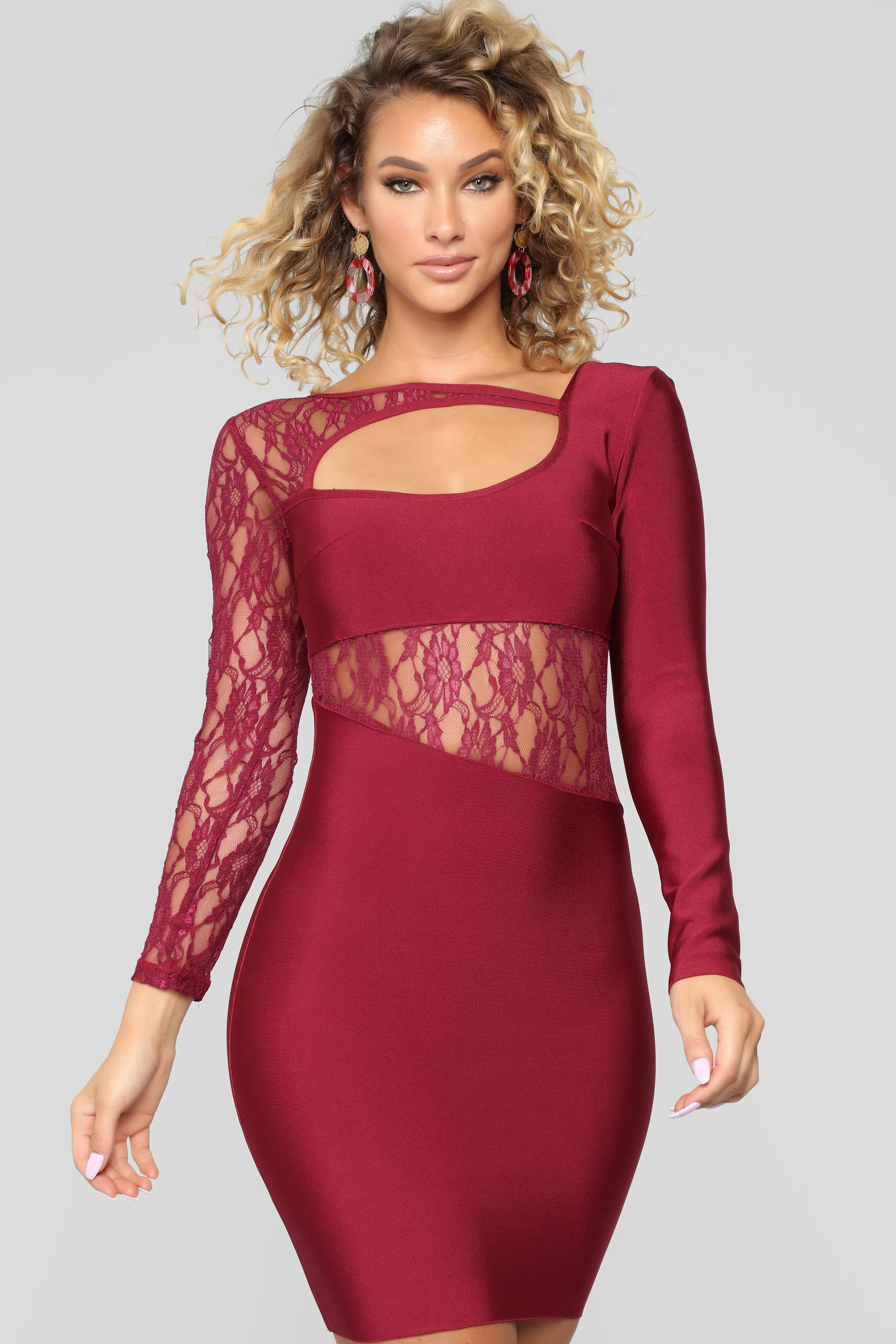 About Last Night Lace Dress - Wine