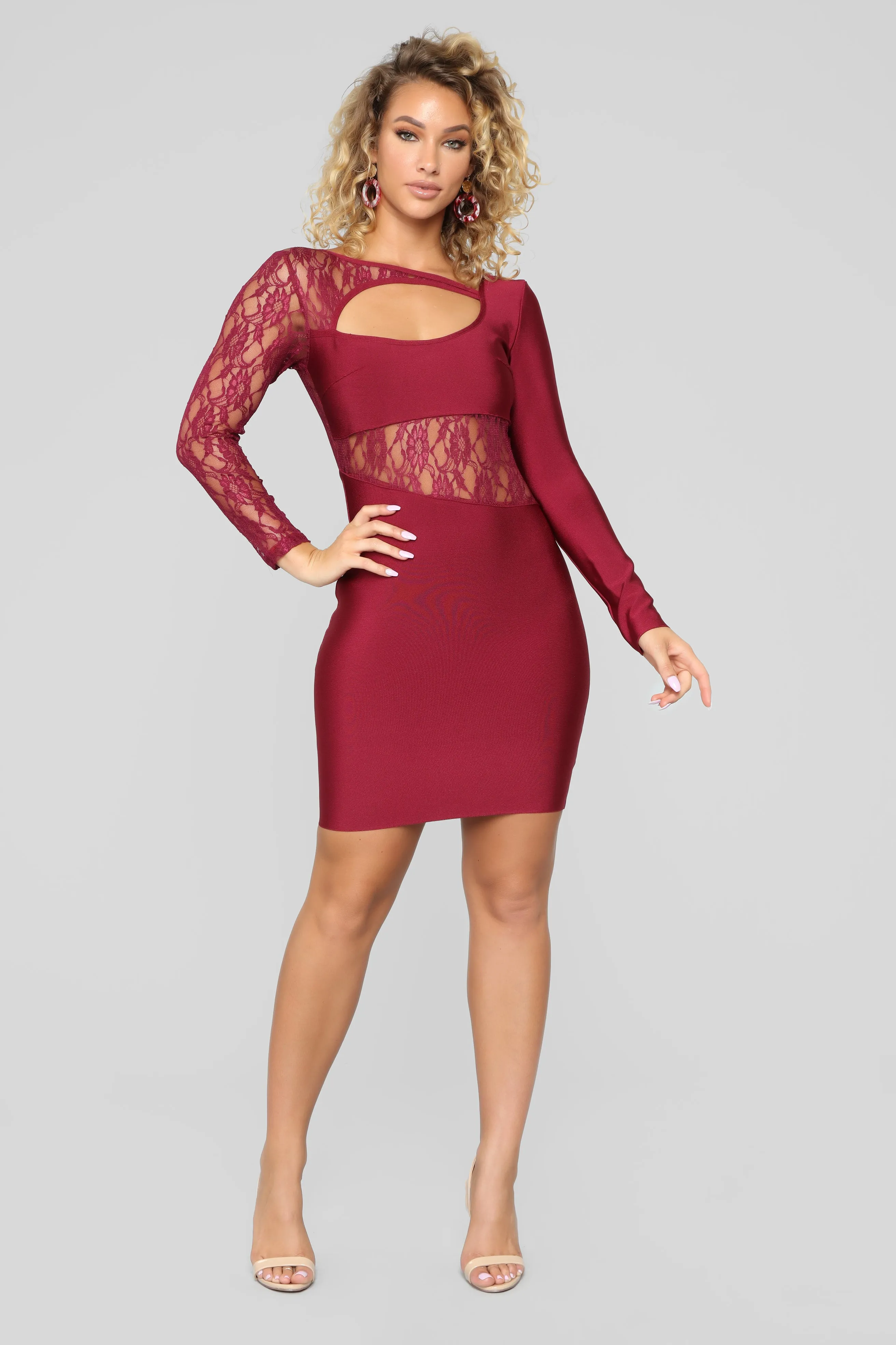 About Last Night Lace Dress - Wine