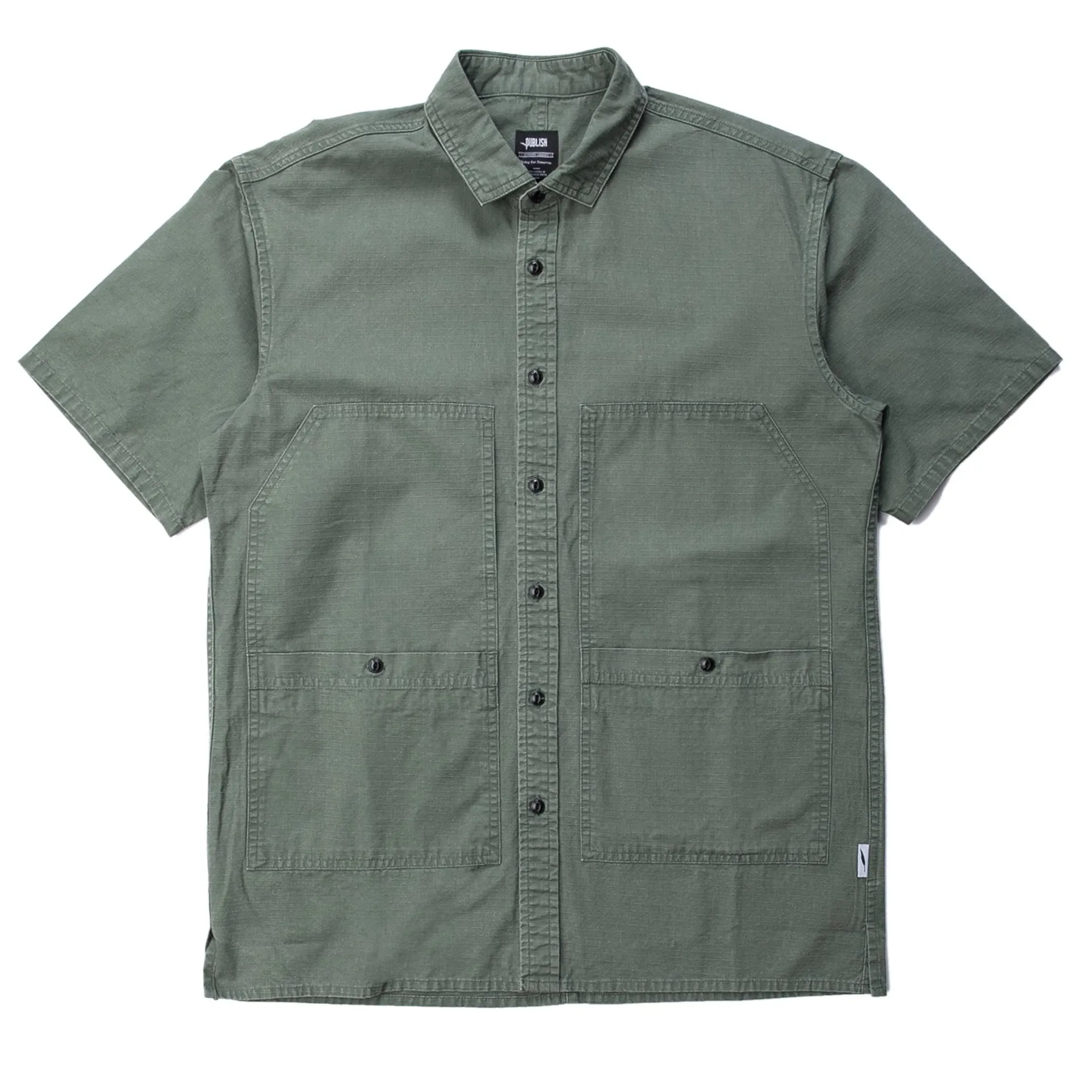 Ade Short Sleeve Button Up (Green)