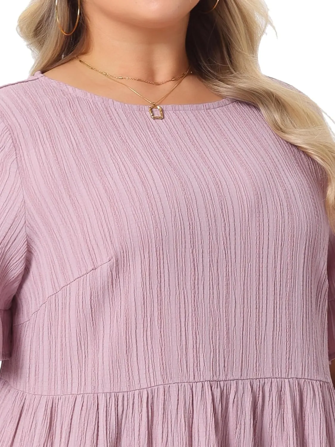 Agnes Orinda Plus Size Summer Ruffle Short Sleeve Dresses for Women Crew Neck A Line Tiered Midi Dress Casual 2025