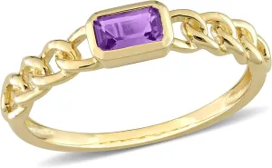 Amethyst Yellow Gold Chain Link Stackable Ring, Ring Size: 5