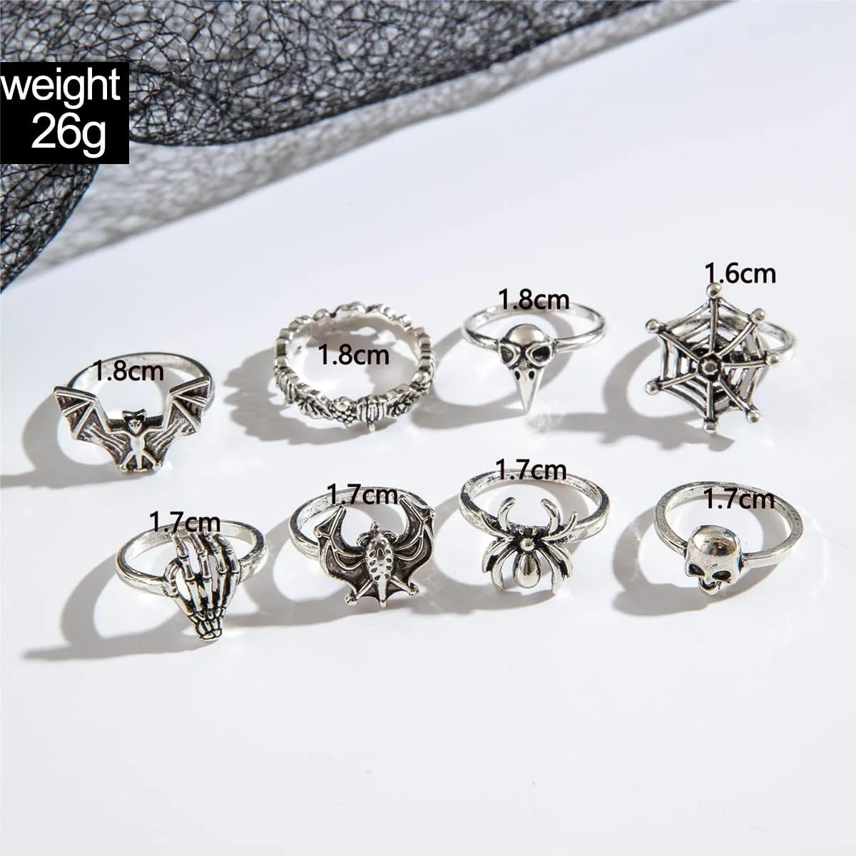 Atiptu Vintage Gothic Knuckle Rings Set for Women Stackable Joint Finger Rings Skeleton Skull Rings Hallowmas Rings Set Snake Rings Bats Spider Chunky Rings Jewelry