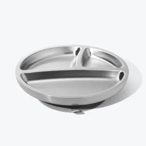 Avanchy Stainless Steel Suction Toddler Plate - Grey