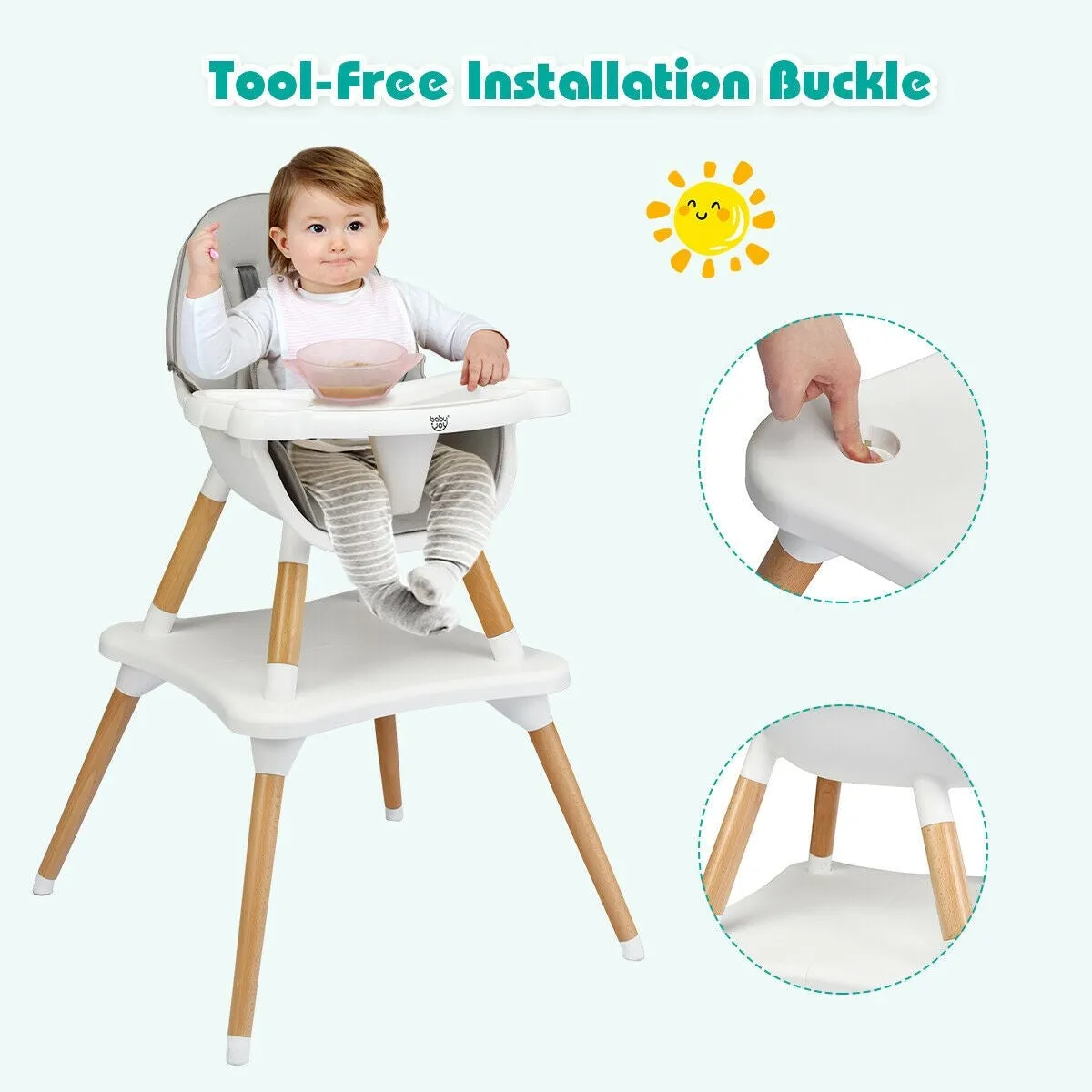 Babyjoy 5-in-1 High Chair - Grey