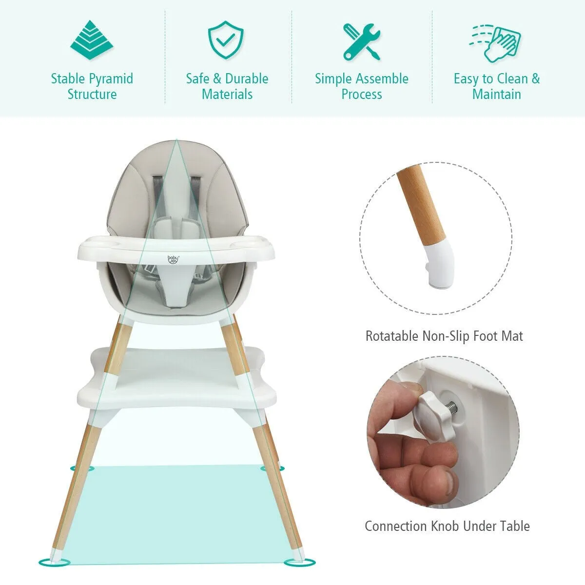 Babyjoy 5-in-1 High Chair - Grey