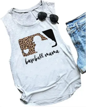 Baseball Tanks for Women Baseball Mom Letter Print Graphic Tank Tops Workout Casual Summer Shirts Top