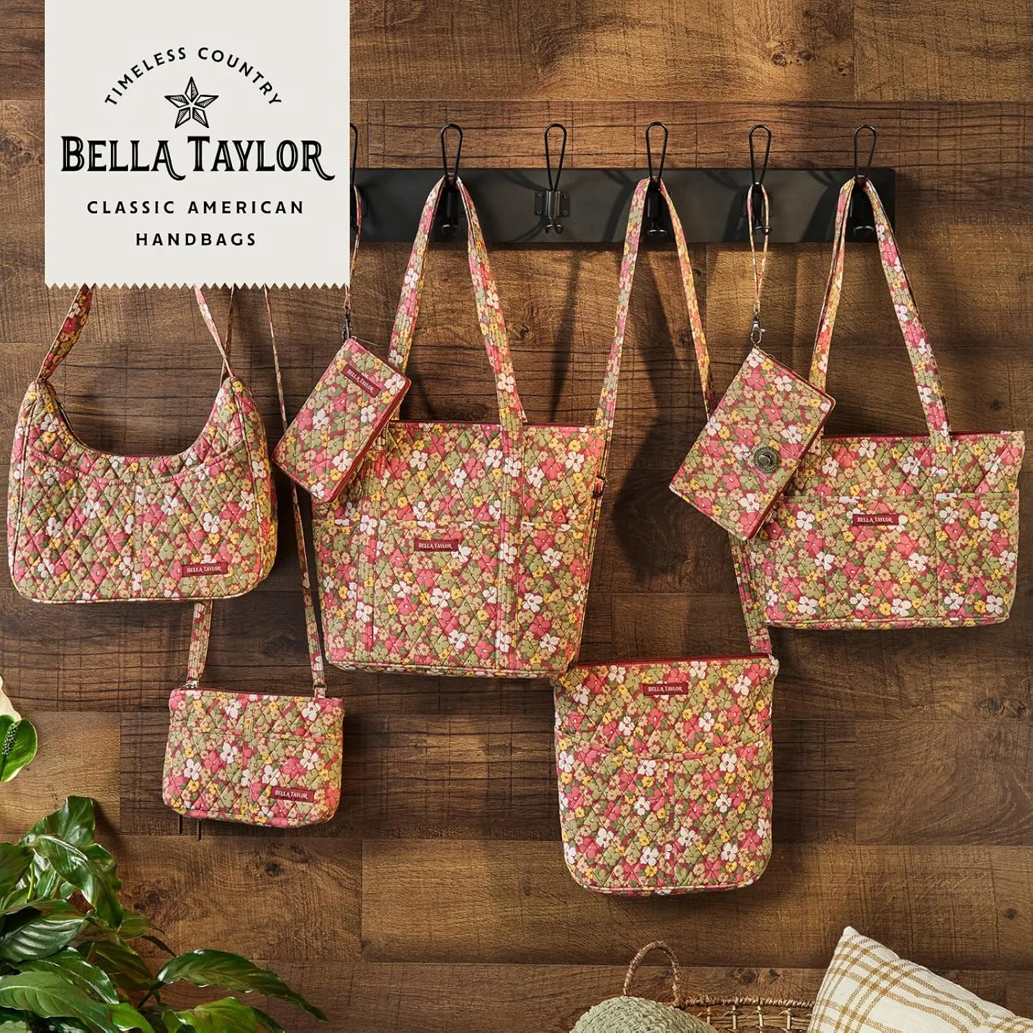 Bella Taylor Blakely - Hobo Shoulder Bag for Women - Lightweight Quilted Fabric Purse with Pockets