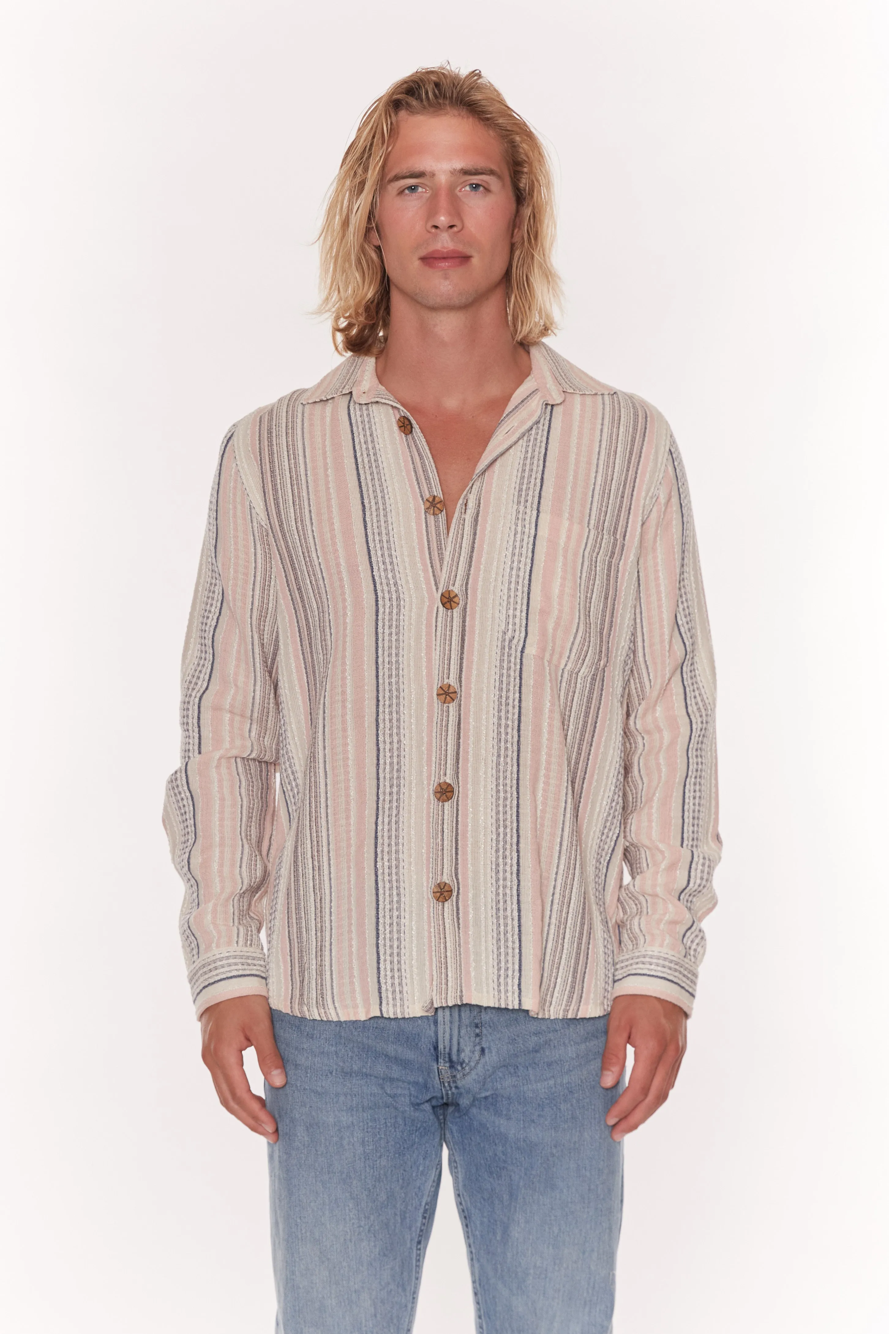 Bellagio Long Sleeve Ikat Print Shirt