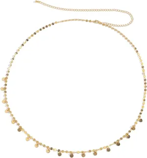 Belly Chains, Sexy Sequins Adjustable Dainty Waist Chains for Women, Silver/Gold Belly Chain Waist