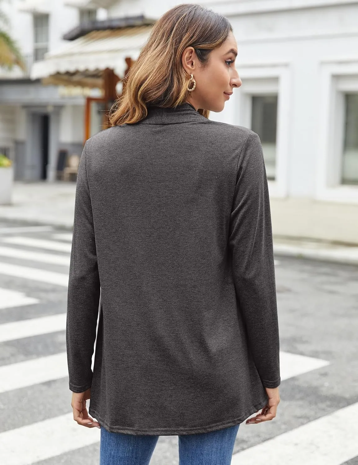 Bluetime Women Casual Lightweight Open Front Cardigans Soft Draped Long Sleeve Cardigans Dusters