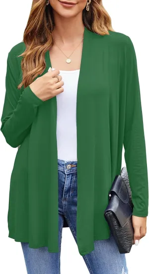 Bluetime Women Casual Lightweight Open Front Cardigans Soft Draped Long Sleeve Cardigans Dusters