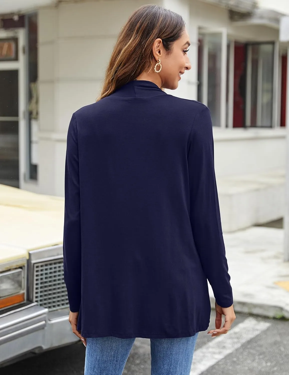 Bluetime Women Casual Lightweight Open Front Cardigans Soft Draped Long Sleeve Cardigans Dusters