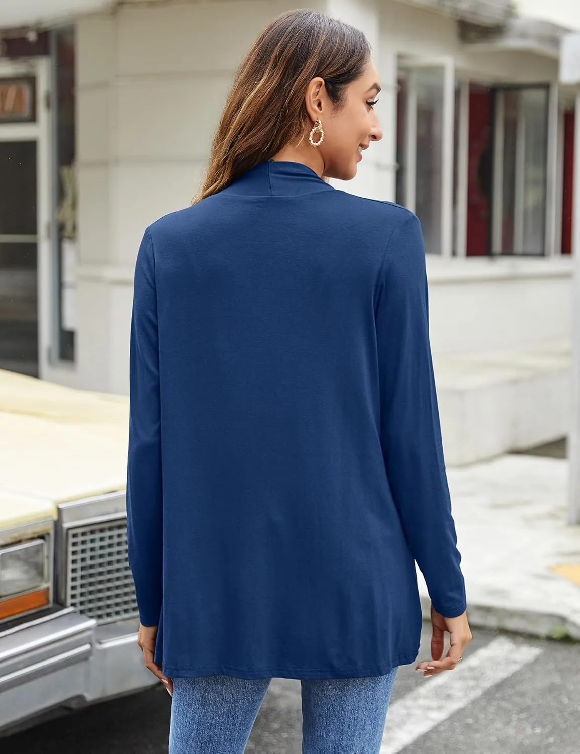 Bluetime Women Casual Lightweight Open Front Cardigans Soft Draped Long Sleeve Cardigans Dusters