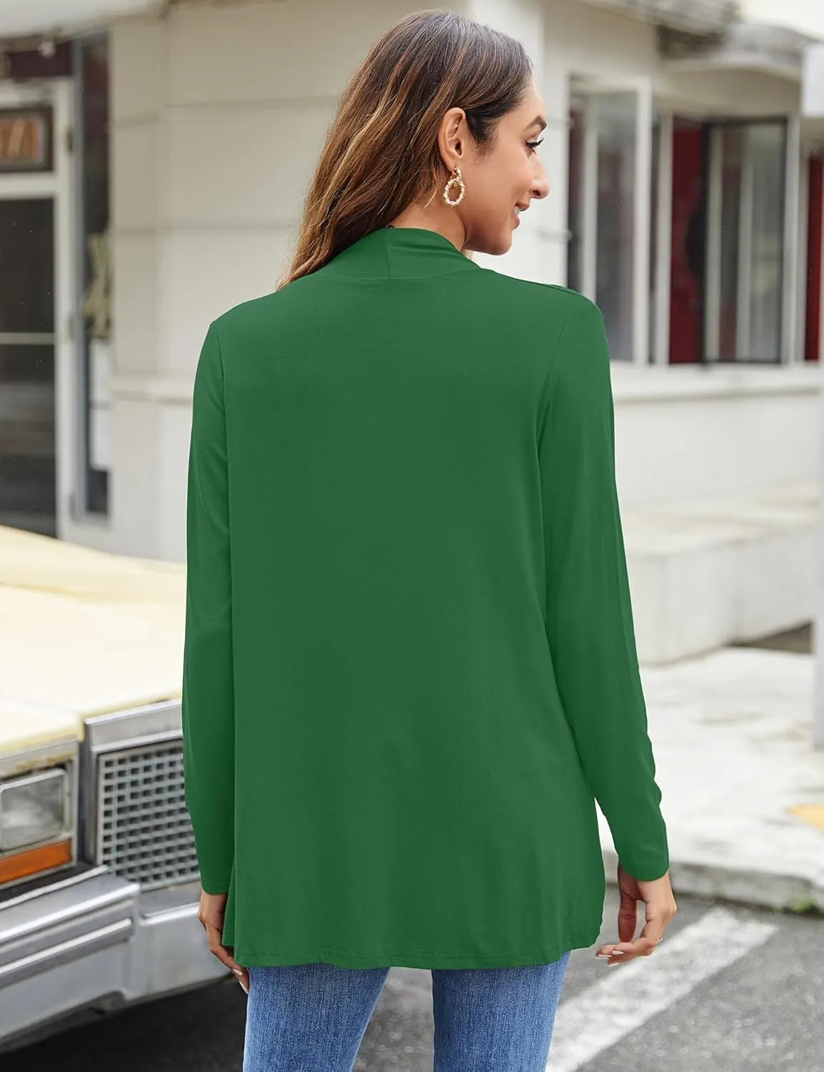 Bluetime Women Casual Lightweight Open Front Cardigans Soft Draped Long Sleeve Cardigans Dusters