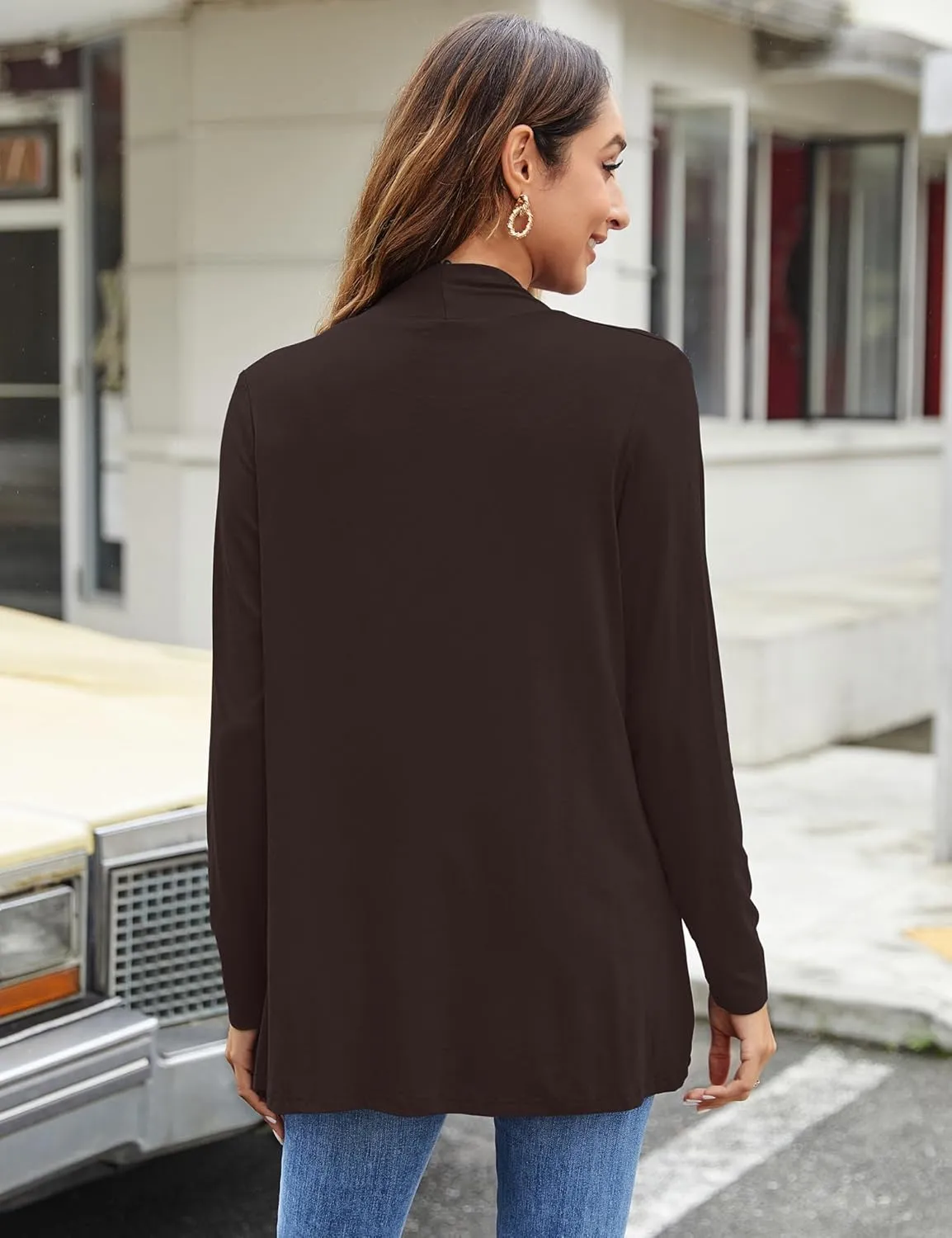 Bluetime Women Casual Lightweight Open Front Cardigans Soft Draped Long Sleeve Cardigans Dusters