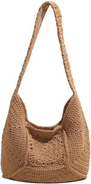 Bohemia Beach Bag for Women Trendy Crossbody Purse Shoulder Tote Bag Macrame Summer Travel Beach Bag Top-handle Hobo Bags