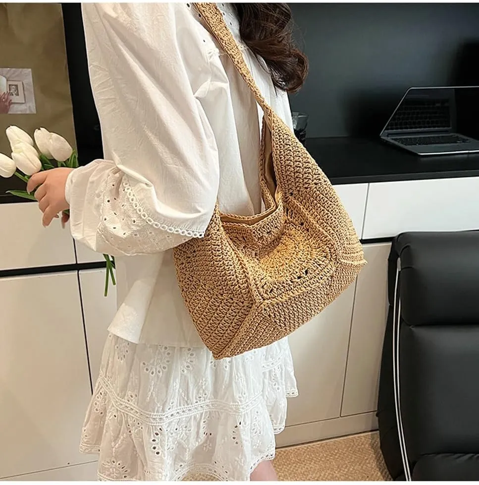 Bohemia Beach Bag for Women Trendy Crossbody Purse Shoulder Tote Bag Macrame Summer Travel Beach Bag Top-handle Hobo Bags