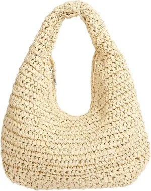 Bohemia Straw Beach Bag for Women Macrame Shoulder Tote Bag Crossbody Purse Travel Beach Bag Summer Top-handle Hobo Bags