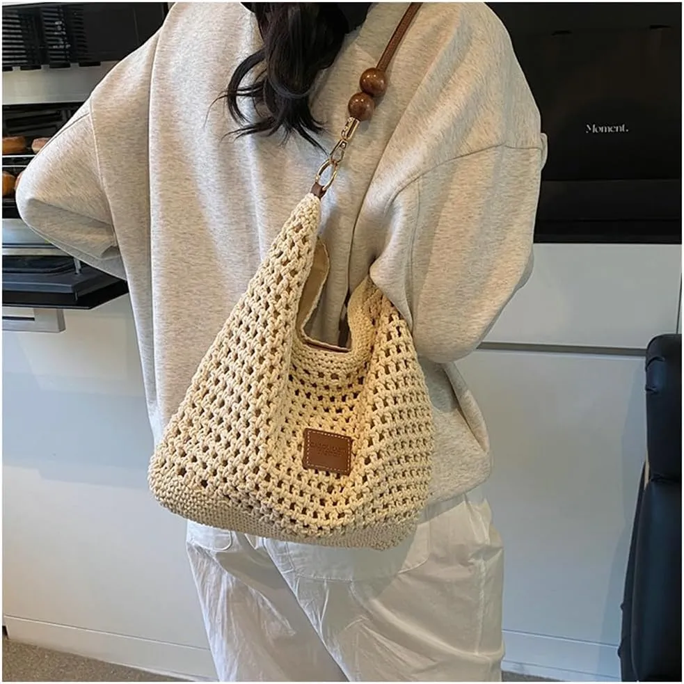Bohemia Straw Beach Bag Women Macrame Shoulder Crossbody Purse Travel Beach Tote Bag Summer Top-handle Hobo Bags 2025
