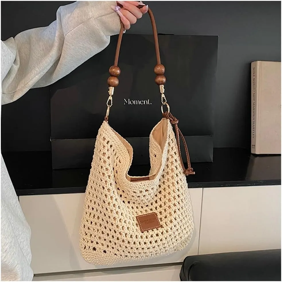 Bohemia Straw Beach Bag Women Macrame Shoulder Crossbody Purse Travel Beach Tote Bag Summer Top-handle Hobo Bags 2025