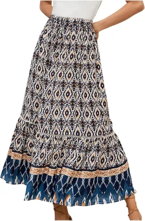 Bohemian Maxi Skirt Women Floral Boho Chic Summer Vacation Beach