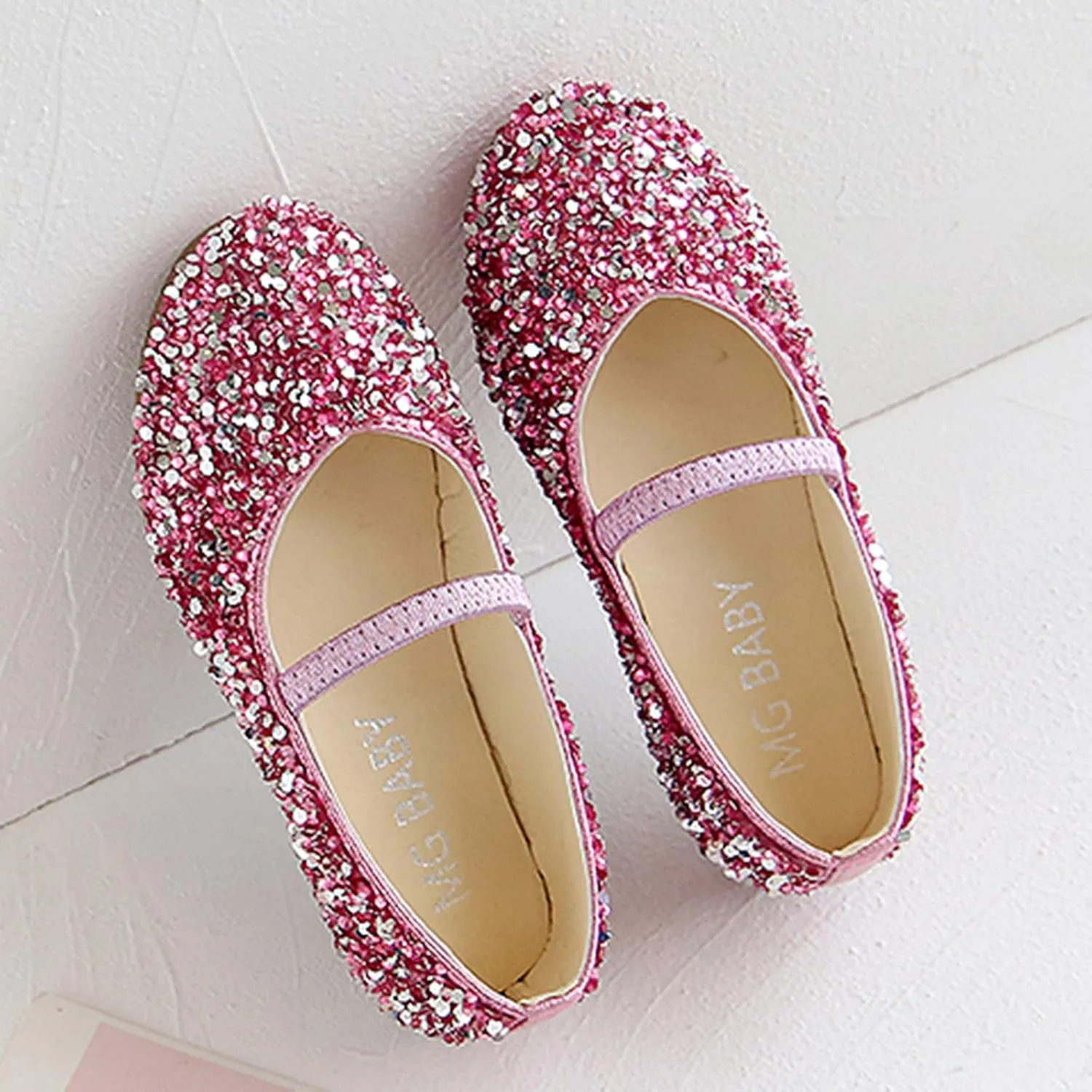 Bridesmaids hinestones Dress Shoes Glitter Slip On Mary Jane Ballet Flat for Princess Girls Wedding Pary